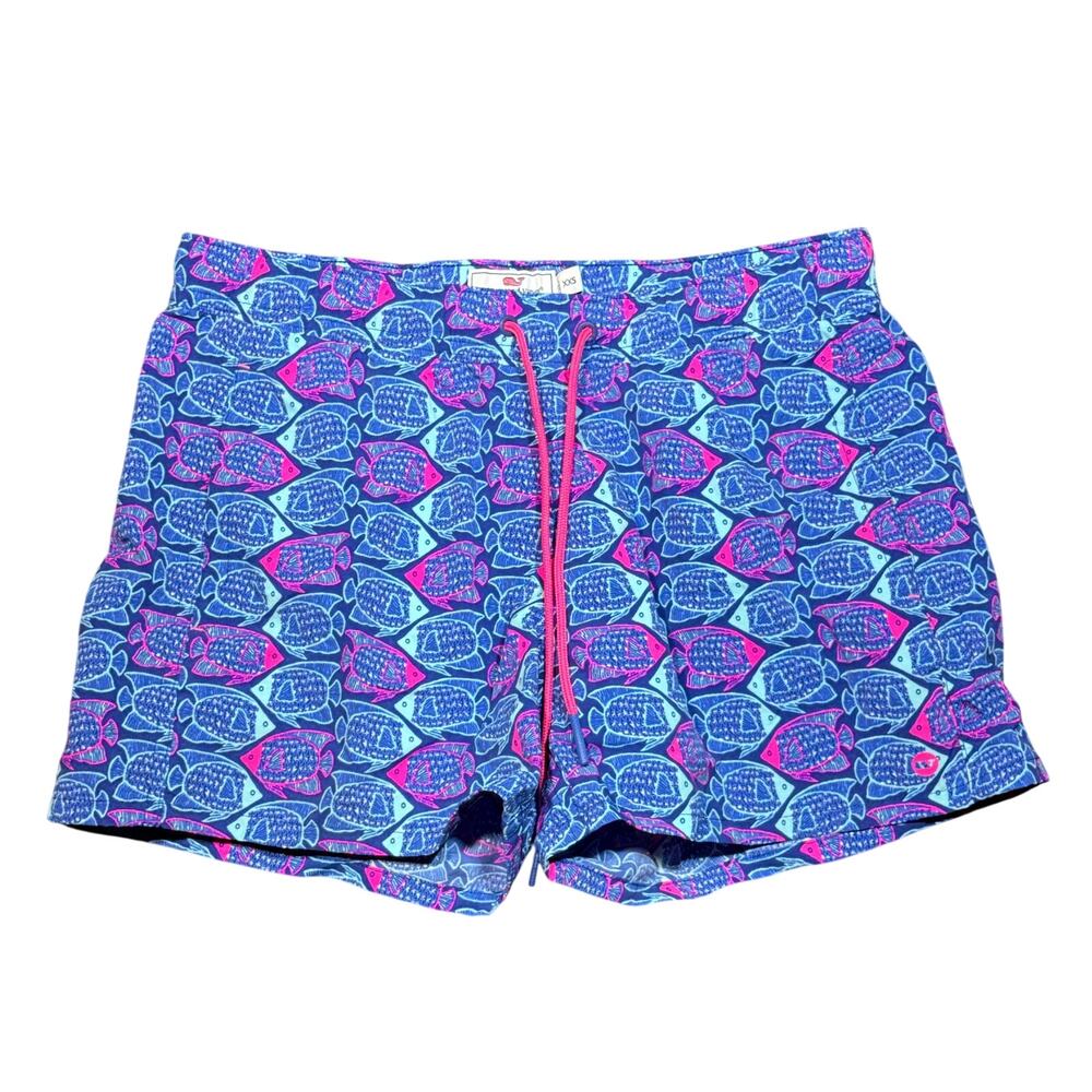 Vineyard Vines Shorts XXS Blue Pink Women's Fish Print Shorts Swim Preppy